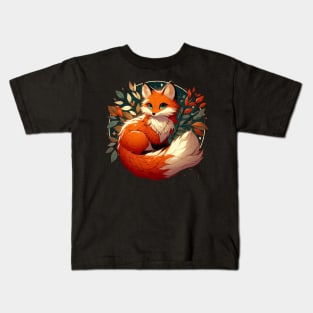 Cute adorable fox in autumn colors Kids T-Shirt